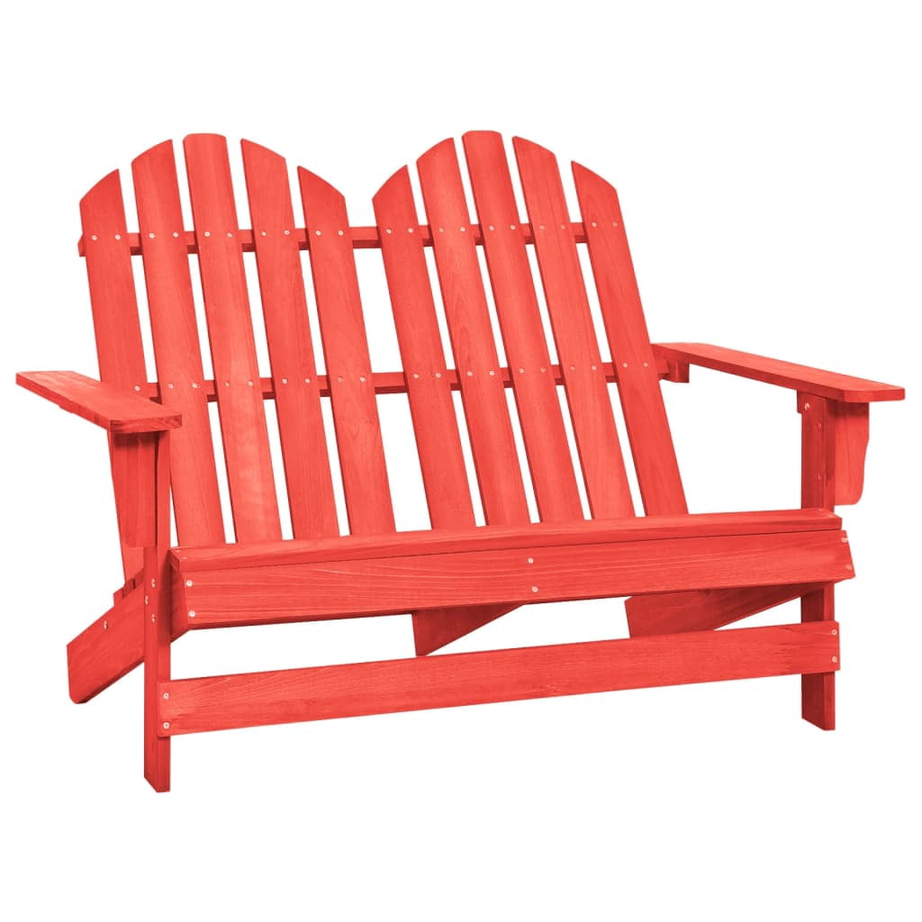 vidaXL Solid Fir Wood Adirondack Chairs, Red 2-Seater