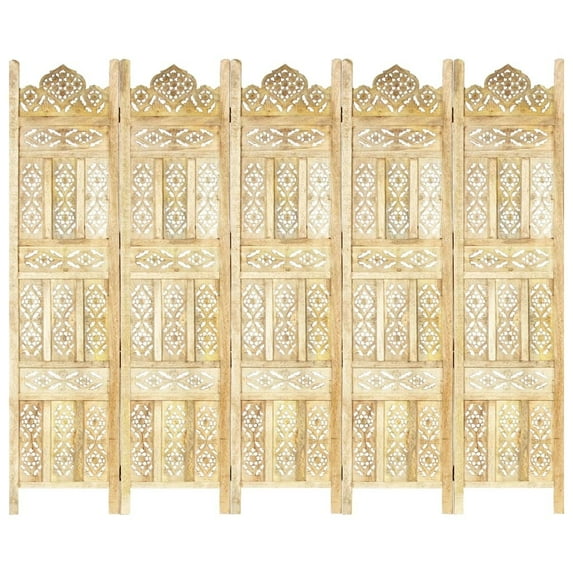 vidaXL Solid Mango Wood Hand Carved Room Divider Screen Multi Sizes/Colors