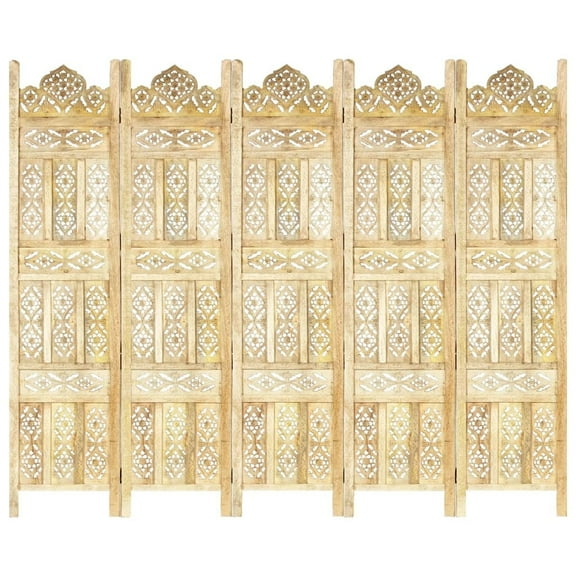 vidaXL Solid Mango Wood Hand Carved Room Divider Screen Multi Sizes/Colors