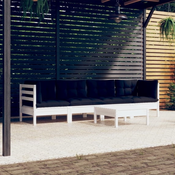 vidaXL Solid Pinewood Patio Lounge Set 5 Piece with Cushions Multi Colors