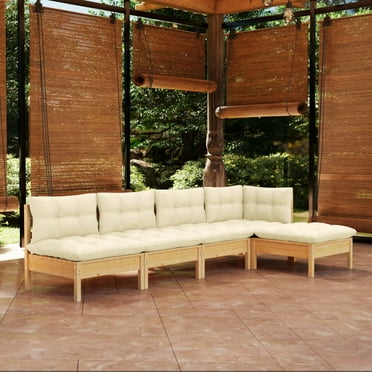 vidaXL Solid Pinewood Patio Lounge Set 5 Piece with Cushions Multi Colors