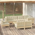 thumbnail image 1 of vidaXL Solid Pinewood Patio Lounge Set 9 Piece with Cushions Multi Colors, 1 of 7