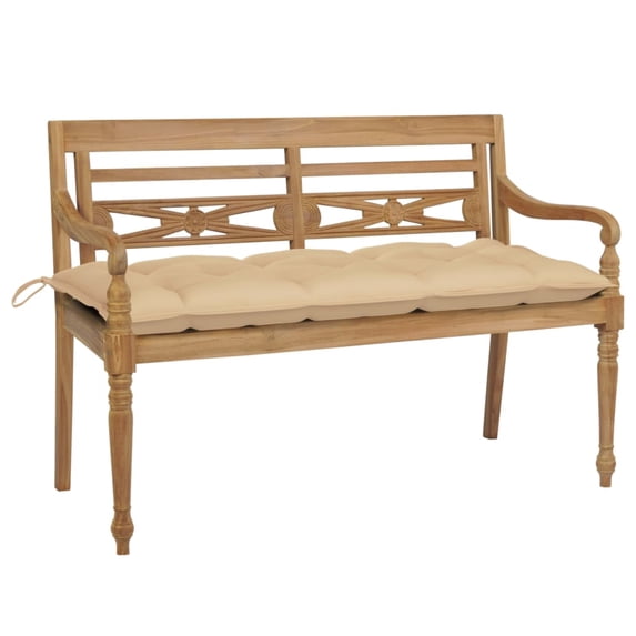 vidaXL Solid Teak Wood Batavia Bench with Multi Color Cushion Seat 47.2"/59.1"