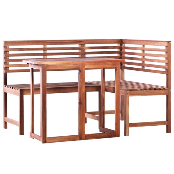 vidaXL Solid Wood Acacia Bistro Set 2 Piece Outdoor Table Bench Brown/Gray