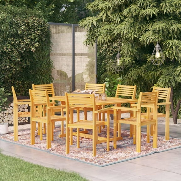 vidaXL Solid Wood Teak Patio Dining Set Dinner Dinette Furniture 7/9 Piece