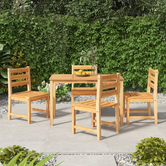 vidaXL Solid Wood Teak Patio Dining Set Seat 5/7 Piece 47.2"/63" Table Length