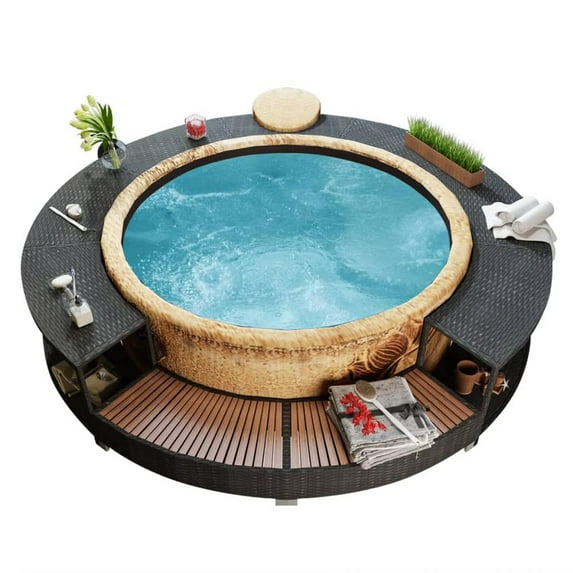 vidaXL Spa Surround Poly Rattan Black, 41454