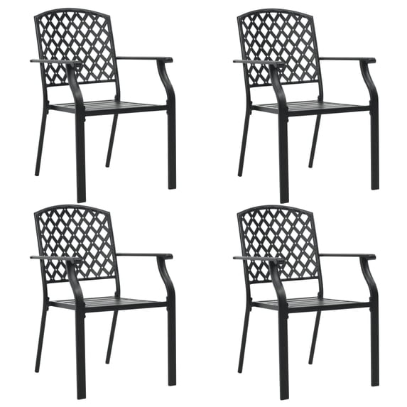 vidaXL Stackable Patio Chairs Outdoor Seating Stacking Dining Chair Steel Black