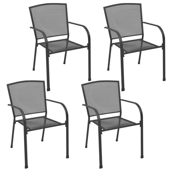 vidaXL Adult Contemporary Steel Outdoor Patio Stackable Folding and Stacking Chairs, Anthracite (Set of 4)