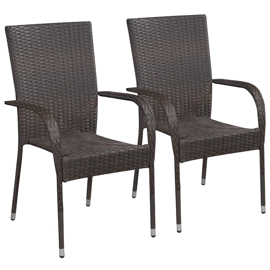 vidaXL Modern Assembled Stackable Patio Chairs, Outdoor Wicker Dining ...