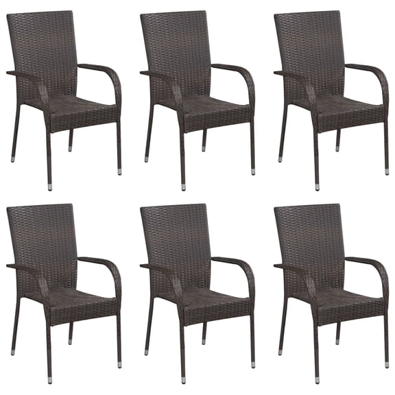 vidaXL Stackable Patio Chairs Outdoor Wicker Patio Dining Chair Poly Rattan