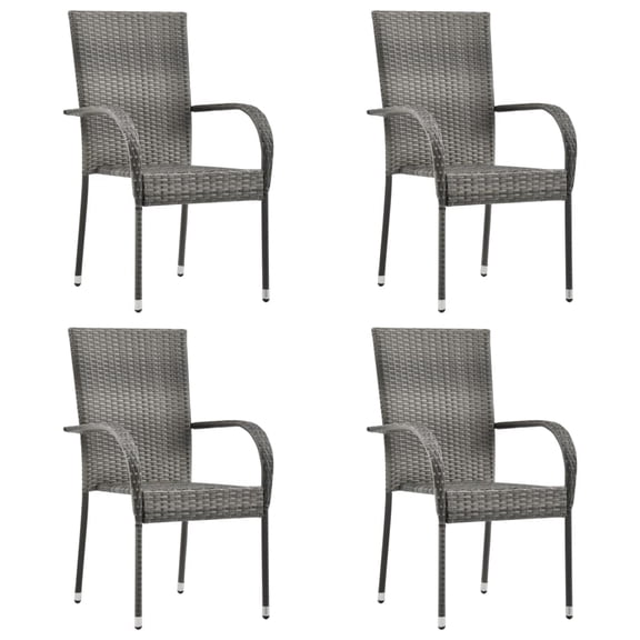vidaXL Stackable Patio Chairs Outdoor Wicker Patio Dining Chair Poly Rattan