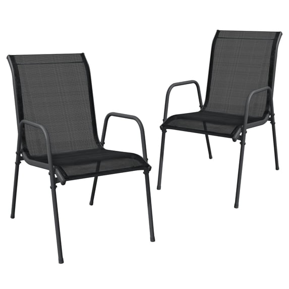 vidaXL Steel Outdoor Waterproof Patio Chairs, Black (Set of 2)