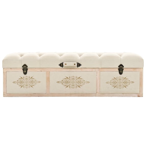 vidaXL Storage Bench 43.3" Cream Solid Wood Fir