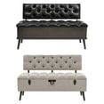 thumbnail image 1 of vidaXL Storage Bench Hall Bench with Backrest for Living Room Faux Leather, 1 of 18