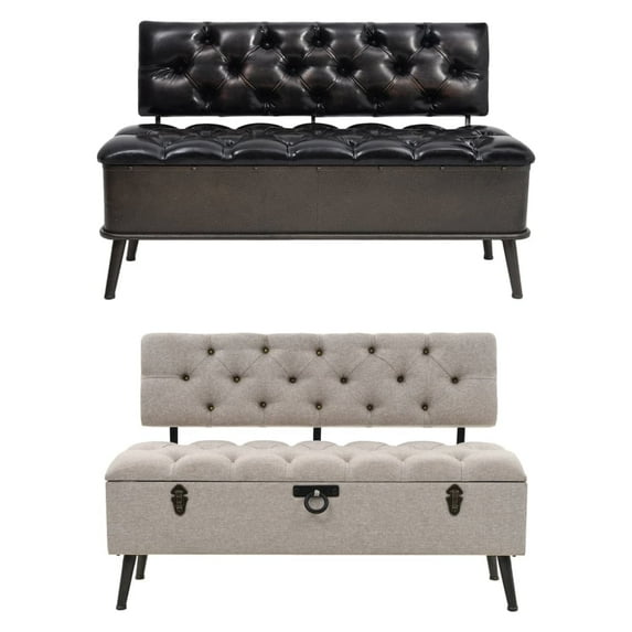 vidaXL Storage Bench Hall Bench with Backrest for Living Room Faux Leather
