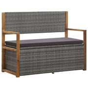 vidaXL Storage Bench Outdoor Patio Bench Poly Rattan and Solid Wood Acacia