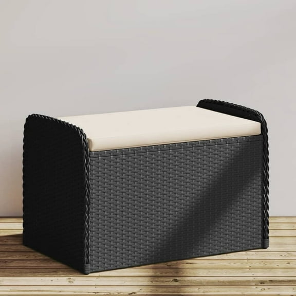 vidaXL Storage Bench with Cushion Outdoor Garden Seat Furniture Poly Rattan