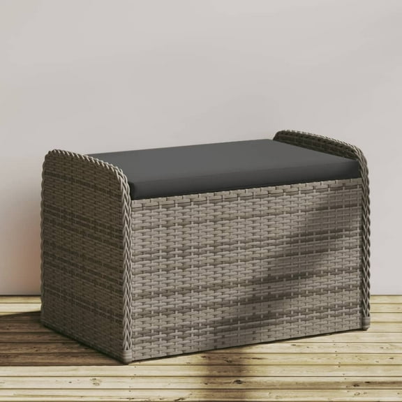 vidaXL Storage Bench with Cushion Outdoor Garden Seat Furniture Poly Rattan