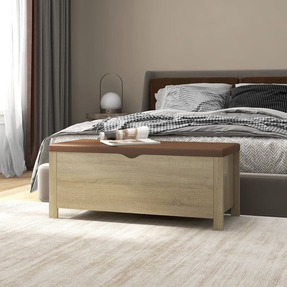 vidaXL Storage Box Entryway Bench Pillow Box with Cushion Engineered Wood