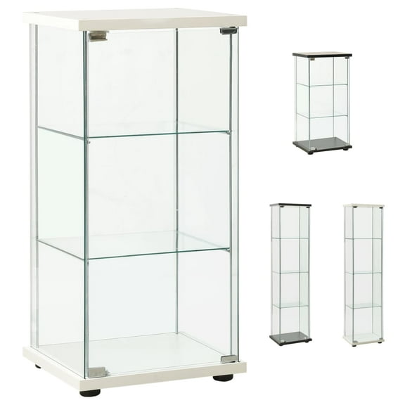 vidaXL Storage Cabinet Bookshelf 4-Shelf Glass Display Cabinet Tempered Glass
