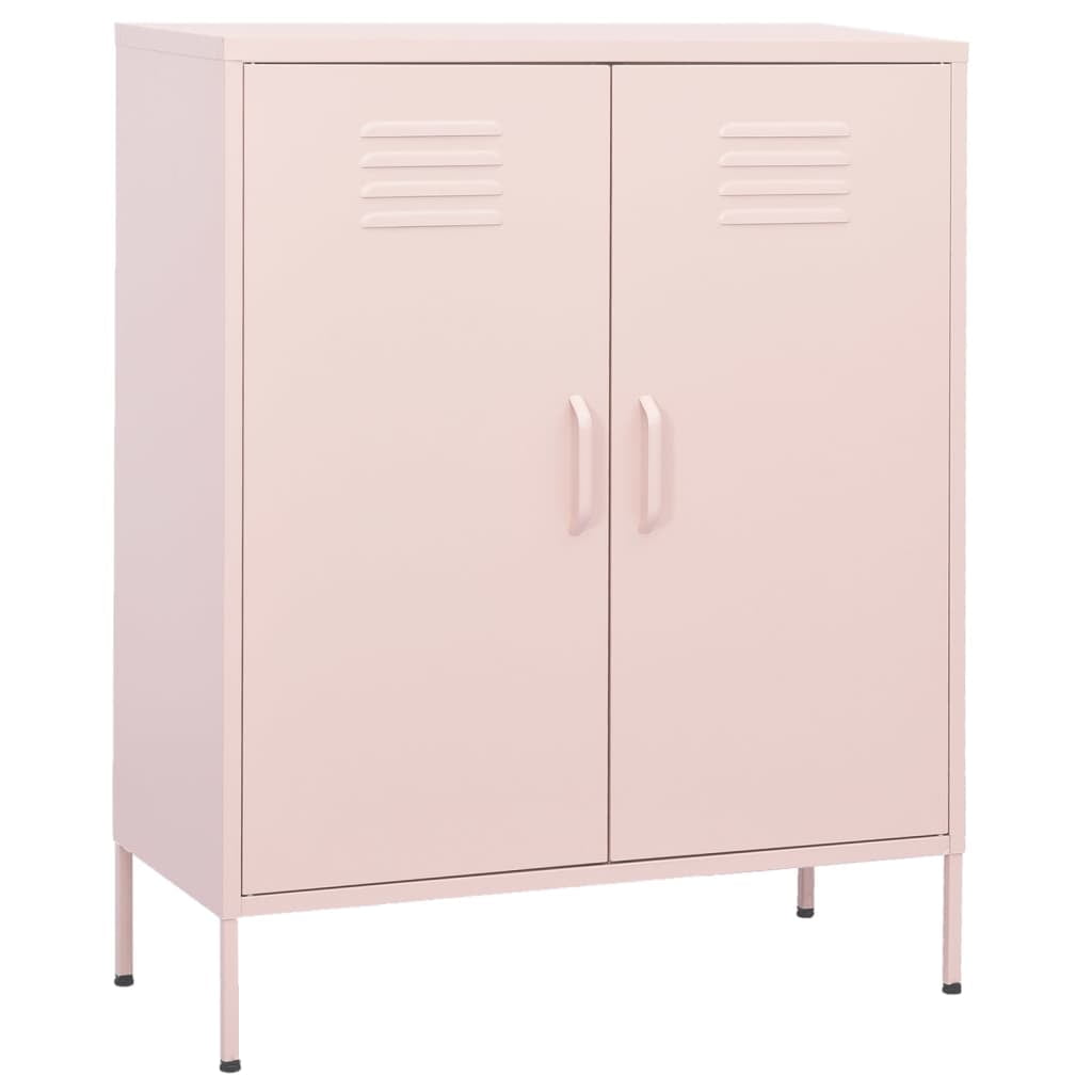 Blush Pink Steel Freestanding Office Storage Cabinet with Adjustable Shelving