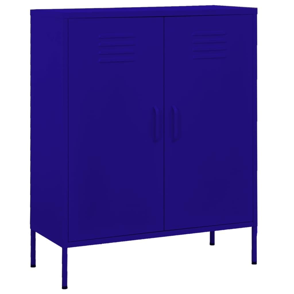 Navy Blue Steel Office Storage Cabinet with Adjustable Shelving