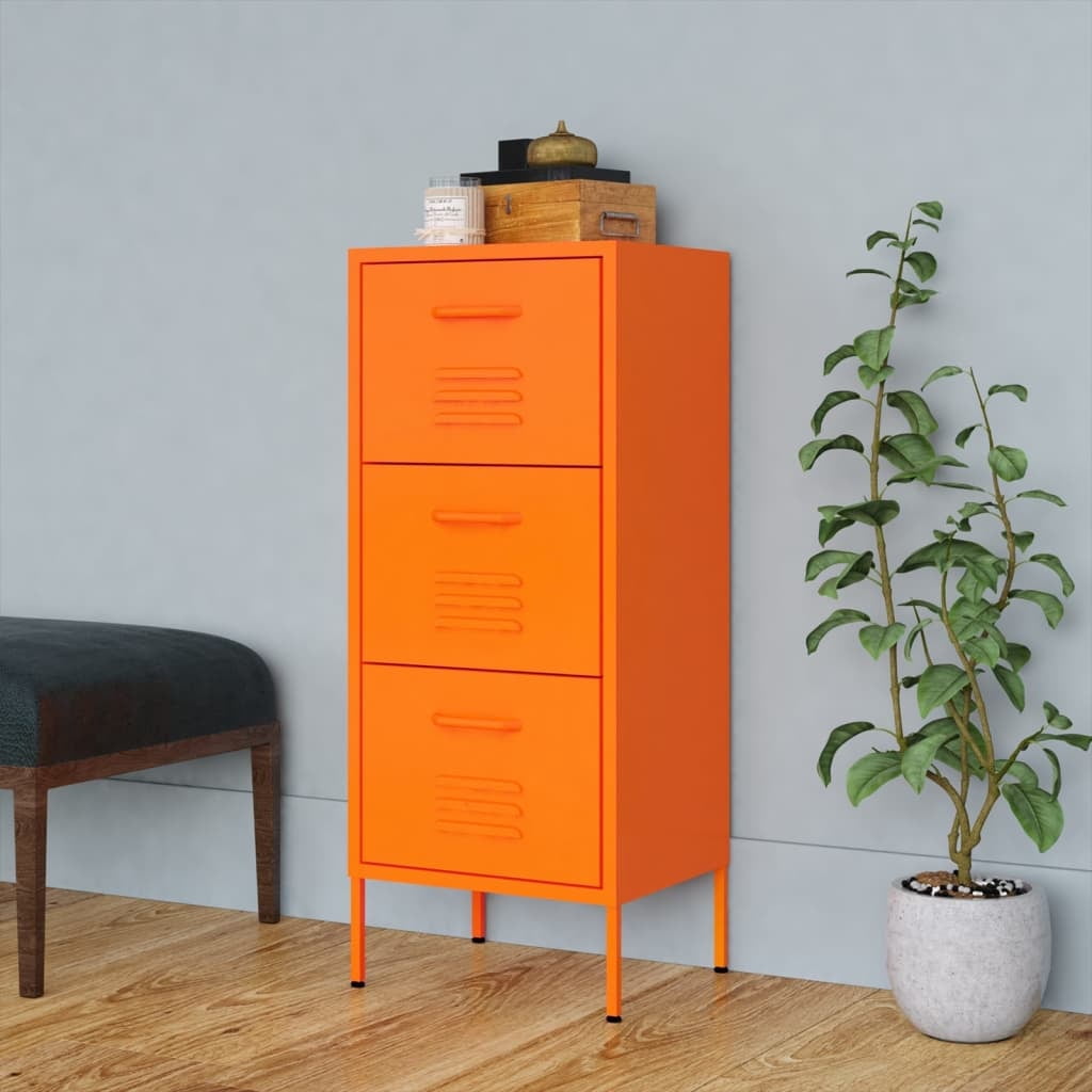 vidaXL Freestanding Steel 3-Drawer Lockable File Cabinet