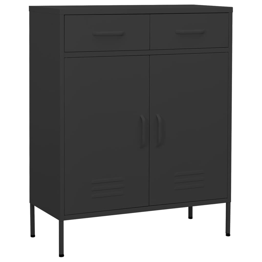 Anthracite Black Steel Freestanding Office Storage Cabinet with Adjustable Shelving