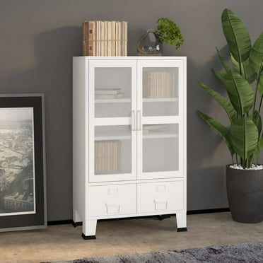 vidaXL Storage Cabinet Office Cabinet with Mesh Doors for Living Room Metal