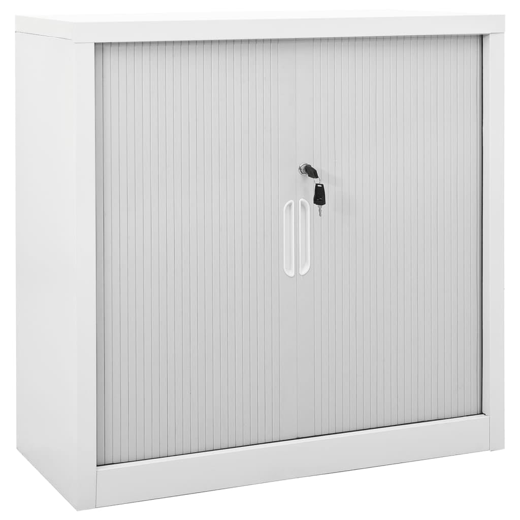 Gray Steel Lockable Office Cabinet with Adjustable Shelving