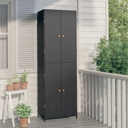 vidaXL Outdoor Storage Cabinet 4-Compartment 2-Door Patio Storage Locker Black