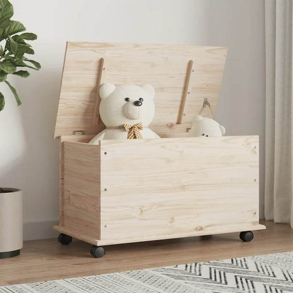 vidaXL Storage Chest with Wheels Storage Trunk Toy Box ALTA Solid Wood Pine