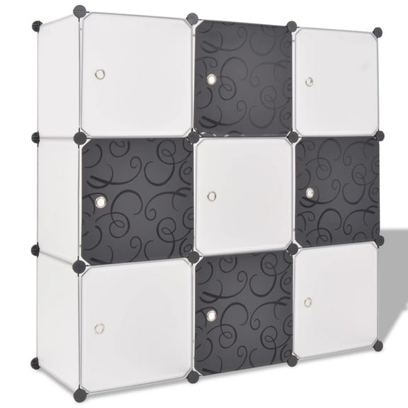 vidaXL Storage Cube Organizer Shoe Shelf with 6/9 Compartments Black/White