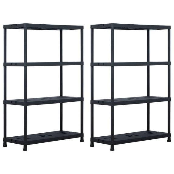vidaXL Storage Shelf Racks 2 pcs Black 485 lb 35.4"x15.7"x54.3" Plastic