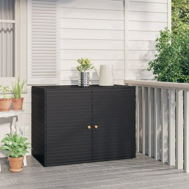 vidaXL Storage Unit Outdoor Storage Cabinet Patio Storage Box Poly Rattan