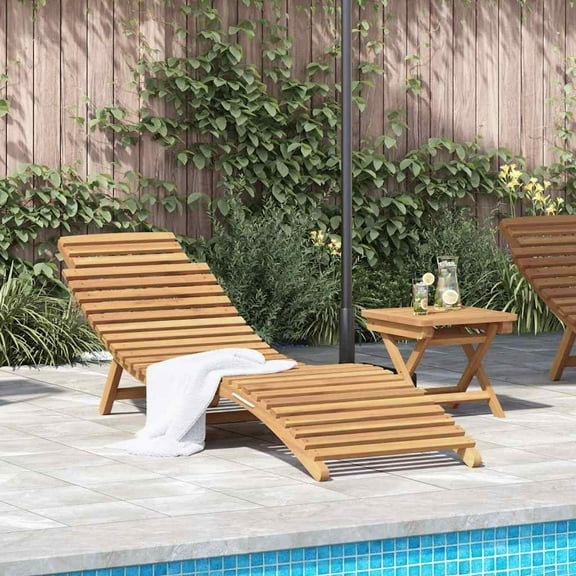 vidaXL Sun Lounger 2 pcs Brown 184 x 55 x 59 cm Solid Teak Wood