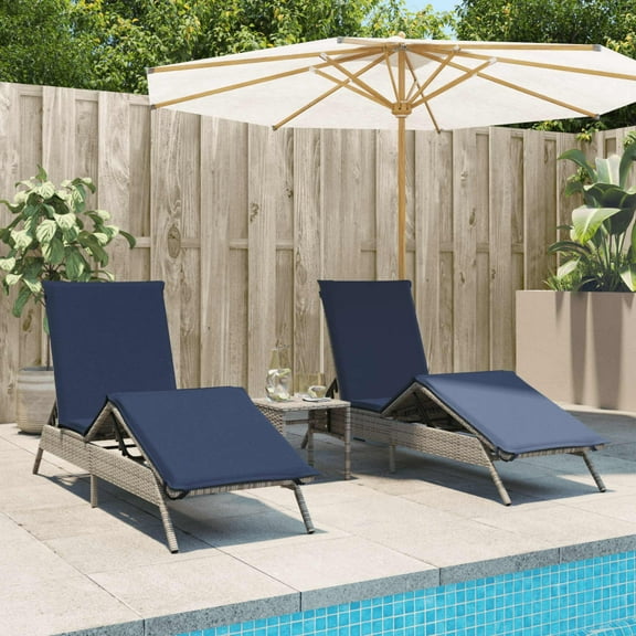 vidaXL Sun Lounger Grey PE rattan Adjustable Footrests Sun Lounger