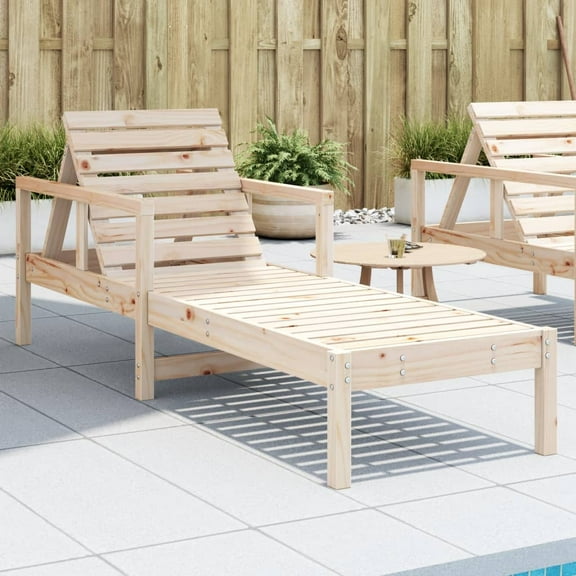 vidaXL Sun Lounger Natural Pine Solid Pine Wood Standard