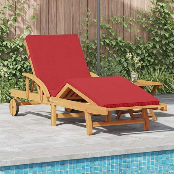 vidaXL Sun Lounger Reclining Red 200 x 67 x 84cm Solid Acacia wood