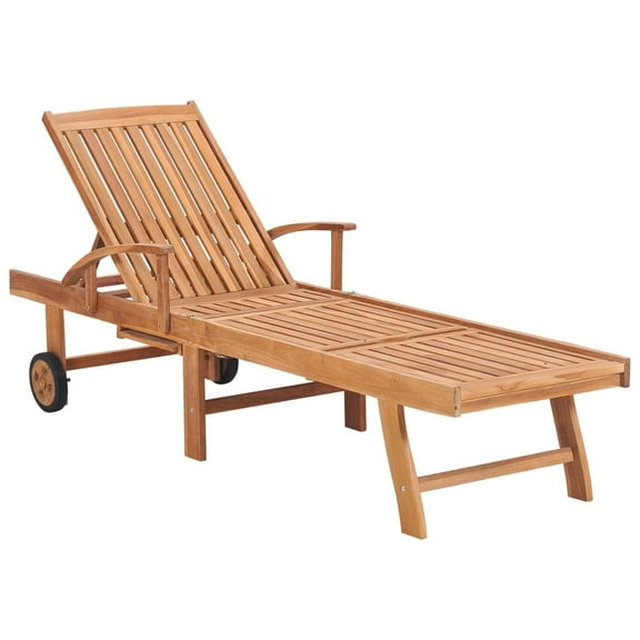 vidaXL Sun Lounger with Black Cushion Solid Teak Wood