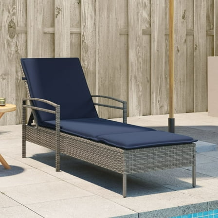 vidaXL Sun Lounger with Cushion Gray 24.8"x78.7"x31.9" Poly Rattan