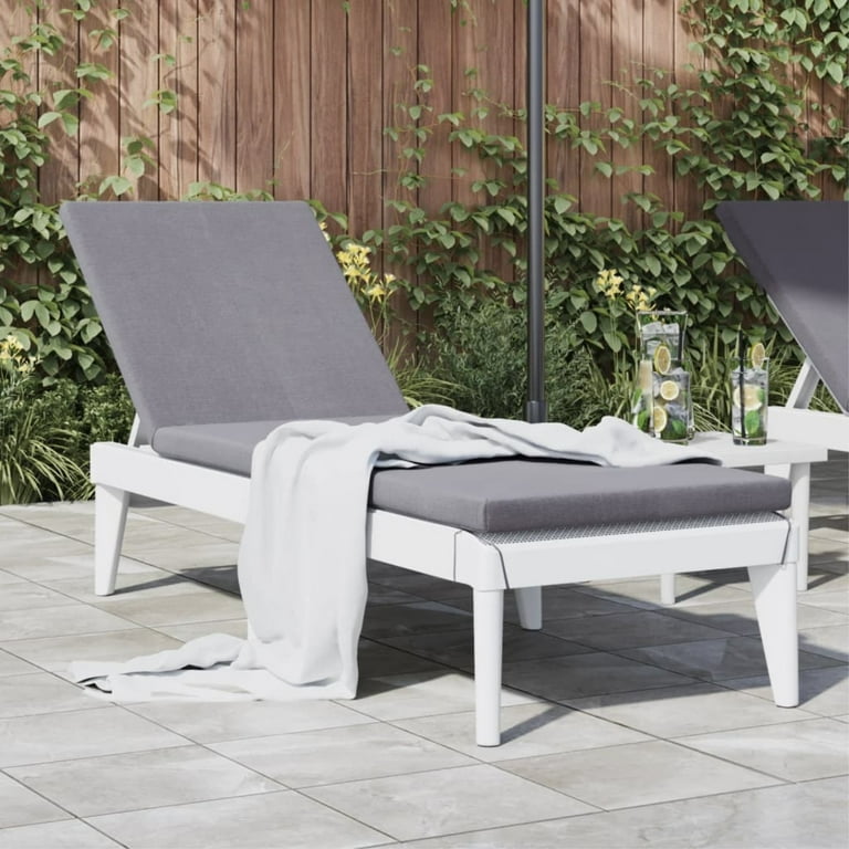 vidaXL Sun Lounger with Cushion White 73.2 x23.6 x11.4 PP