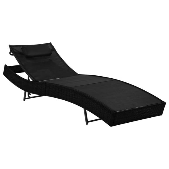 vidaXL Sun Lounger with Pillow Outdoor Garden Patio Lounge Bed Poly Rattan