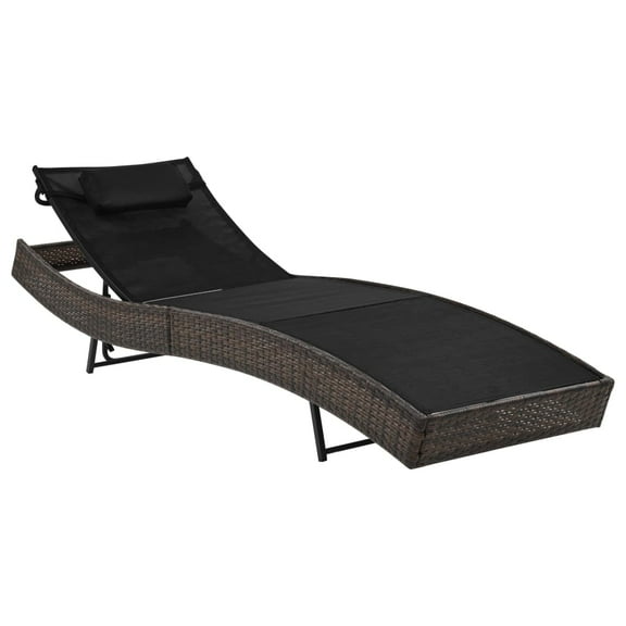 vidaXL Sun Lounger with Pillow Outdoor Garden Patio Lounge Bed Poly Rattan