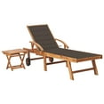thumbnail image 1 of vidaXL Sun Lounger with Table and Cushion Solid Teak Wood, 1 of 11