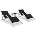 thumbnail image 1 of vidaXL Sun Loungers 2 pcs with Table Aluminum Black, 1 of 11