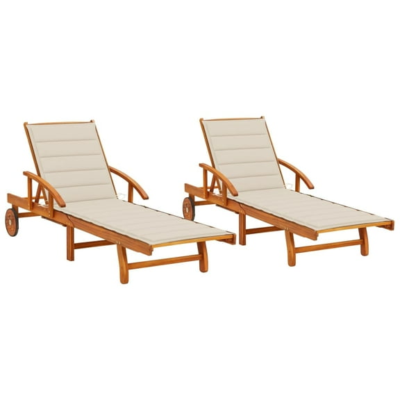 vidaXL Sun Lounger Natural wood Solid acacia wood Standard Foldable