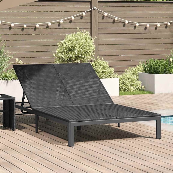 vidaXL Sunbed Poly Rattan Black