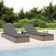 thumbnail image 1 of vidaXL Patio Sunbed Set of 3 Gray PE Rattan, Powder-Coated Steel Large, 1 of 5